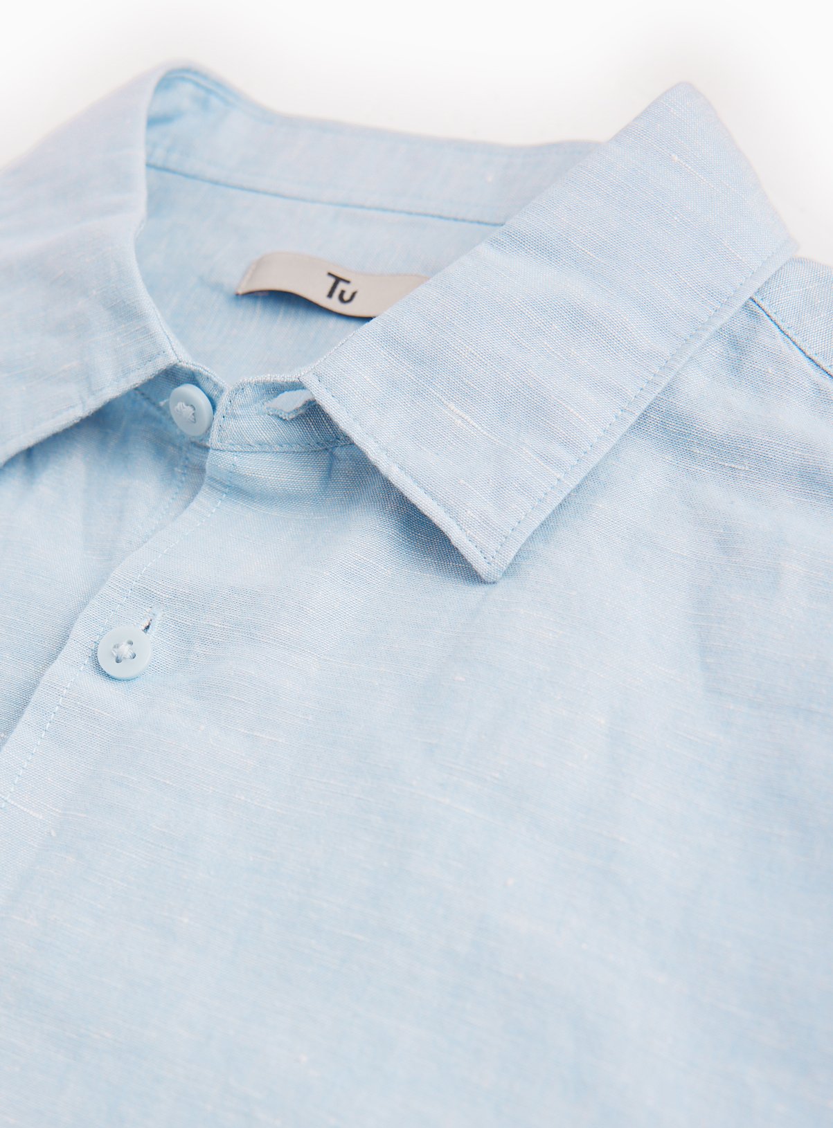 Light Blue Linen Blend Long Sleeve Button Up Shirt XXXL - Image 4 thumbnail